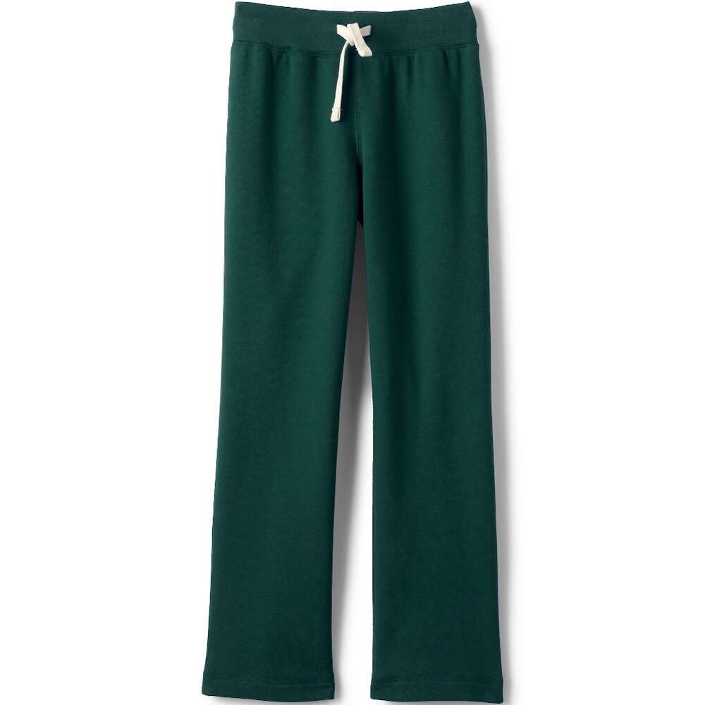 NWT Lands' End Girls Sweatpants Evergreen Dark Green Fleece Pants size M size L